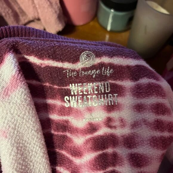 The Lounge Life Weekendย Sweatshirt 1XL Tye-dyed Pink &โWhiteโOverโSized - Picture 9 of 10
